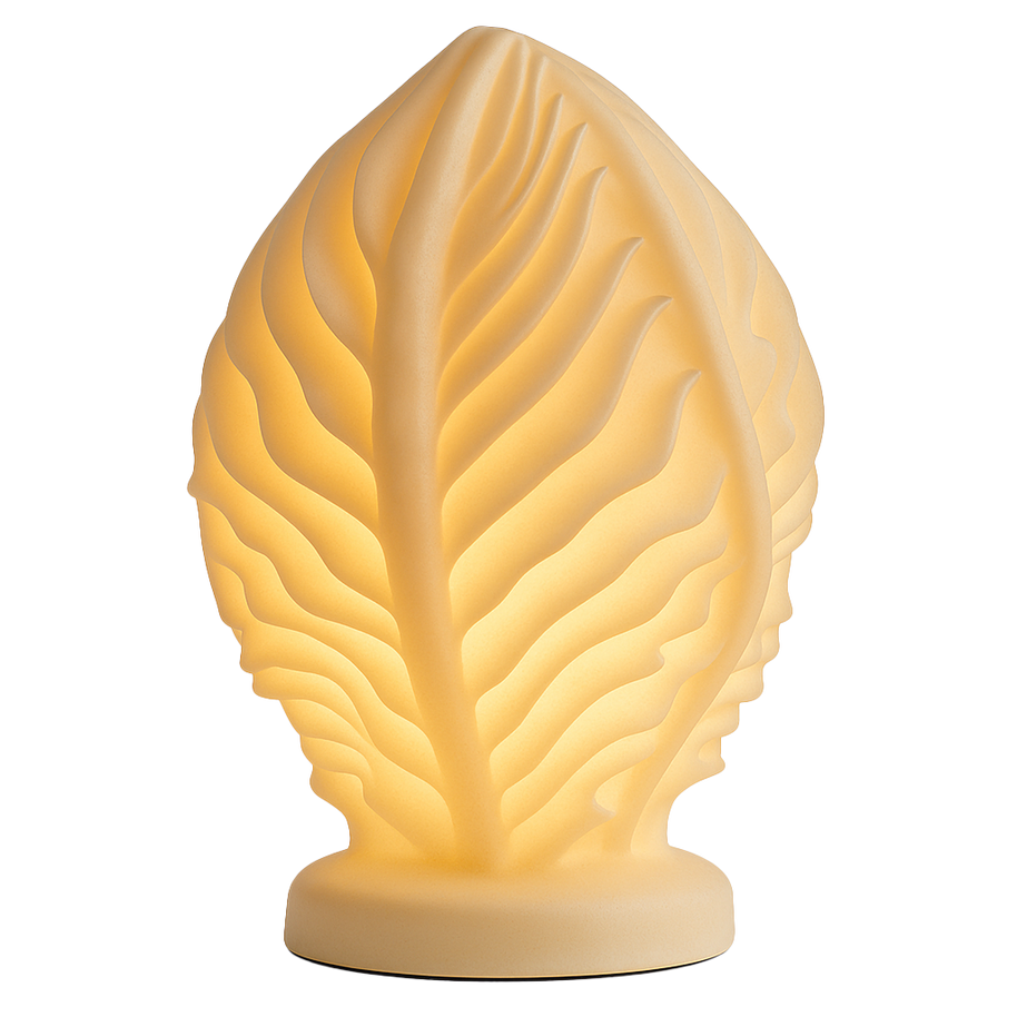 Lámpara KALLISTE de mesa encendida, diseño vegetal en 3D con luz cálida ambiental, marca ARKHITA