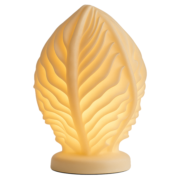 Lámpara KALLISTE de mesa encendida, diseño vegetal en 3D con luz cálida ambiental, marca ARKHITA