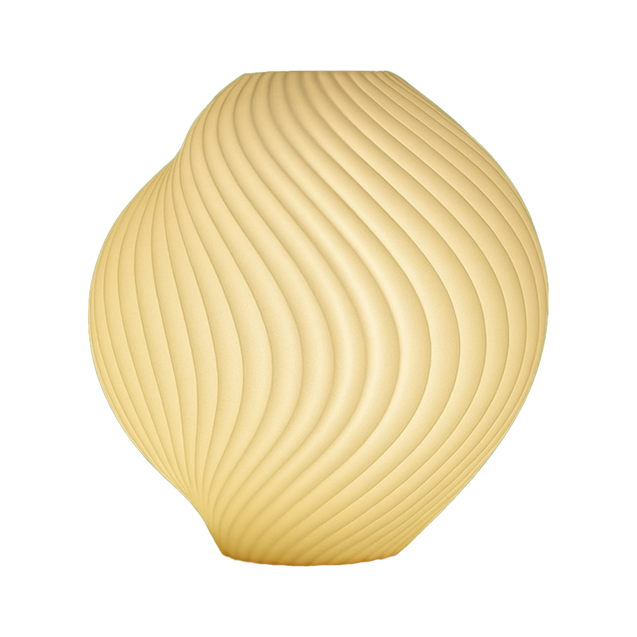 Lámpara IRISÍA encendida, diseño orgánico paramétrico 3D, luz cálida ambiental, color blanco, marca ARKHITA