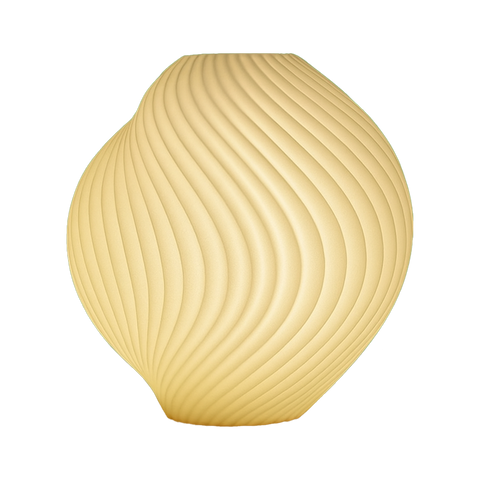Lámpara IRISÍA encendida, diseño orgánico paramétrico 3D, luz cálida ambiental, color blanco, marca ARKHITA