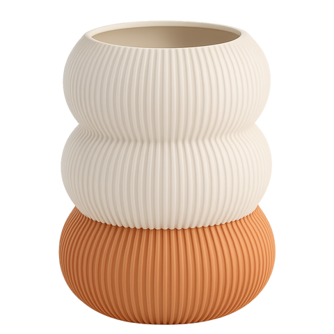 Jarrón decorativo KLEÍA CON textura acanalada, impreso en 3D con bioplástico PLA ecológico para interiores modernos