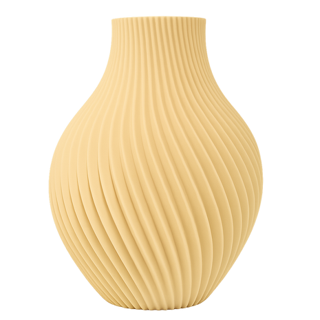 Jarrón IKAROS beige, diseño orgánico impreso en 3D, textura elegante, fabricado en PLA ecológico