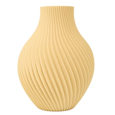 Jarrón IKAROS beige, diseño orgánico impreso en 3D, textura elegante, fabricado en PLA ecológico