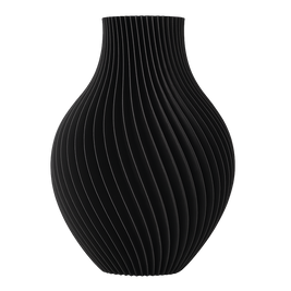 Jarrón IKAROS negro, diseño orgánico impreso en 3D, textura elegante, fabricado en PLA ecológico