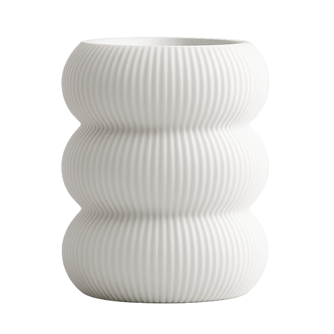 Jarrón decorativo KLEÍA CON textura acanalada, impreso en 3D con bioplástico PLA ecológico para interiores modernos