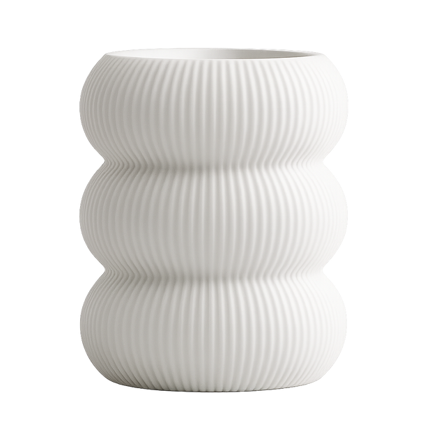 Jarrón decorativo KLEÍA CON textura acanalada, impreso en 3D con bioplástico PLA ecológico para interiores modernos