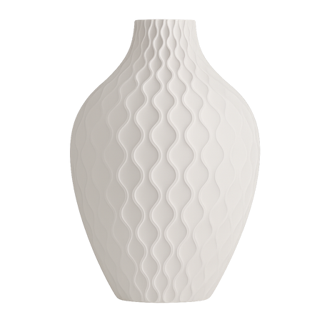 Jarrón HELIOS blanco marfil, diseño orgánico impreso en 3D, textura elegante, fabricado en PLA ecológico