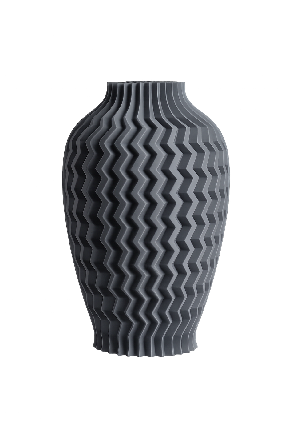 Jarrón KLEIA negro mate, diseño contemporáneo con textura única, impreso en 3D con PLA ecológico