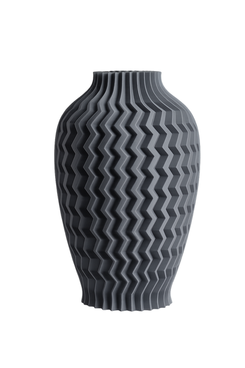 Jarrón KLEIA negro mate, diseño contemporáneo con textura única, impreso en 3D con PLA ecológico