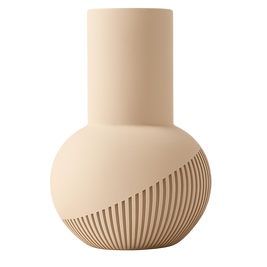 Jarrón TÉLEOS beige mate, diseño contemporáneo con relieves geométricos, impreso en 3D con PLA ecológico