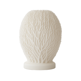 Lámpara EPHYRA de mesa apagada, diseño orgánico inspirado en coral, impresa en 3D, color marfil, estilo escultórico