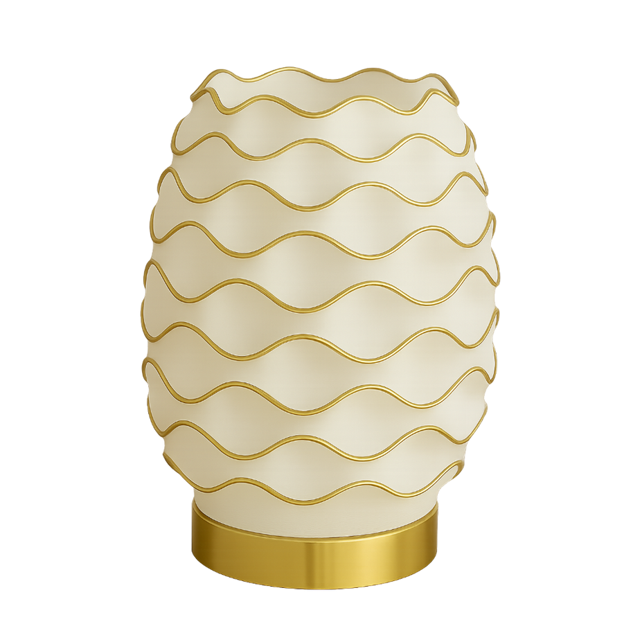 Lámpara de mesa THALIA impresa en 3D con diseño orgánico ondulado  para decoración moderna