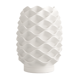 Lámpara THALÍA Blanco de mesa apagada, diseño orgánico impreso en 3D, color blanco marfil, fabricada en PLA ecológico