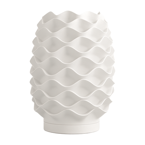 Lámpara THALÍA Blanco de mesa apagada, diseño orgánico impreso en 3D, color blanco marfil, fabricada en PLA ecológico