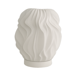Lámpara KALLIA de mesa apagada, diseño orgánico impreso en 3D, color ámbar, fabricada en PLA ecológico