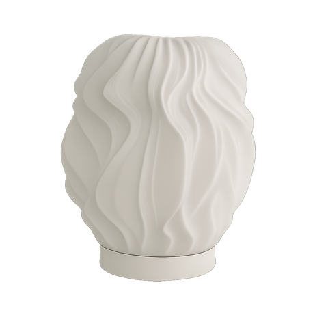 Lámpara KALLIA de mesa apagada, diseño orgánico impreso en 3D, color ámbar, fabricada en PLA ecológico