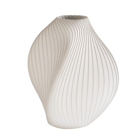 Lámpara SELENE de mesa apagada, diseño escultural de curvas orgánicas impresa en 3D, color blanco marfil, estilo minimalista