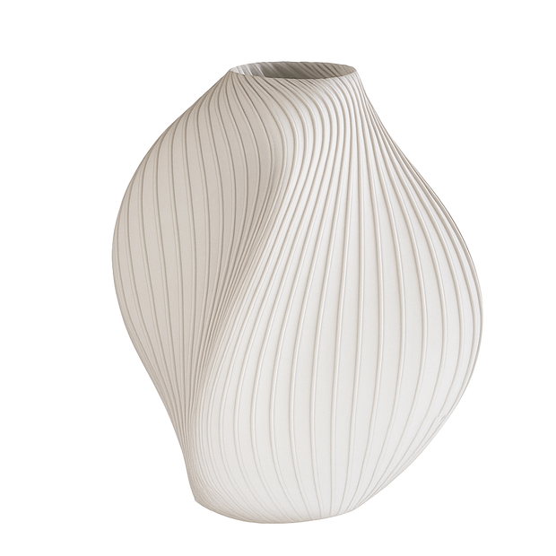 Lámpara SELENE de mesa apagada, diseño escultural de curvas orgánicas impresa en 3D, color blanco marfil, estilo minimalista