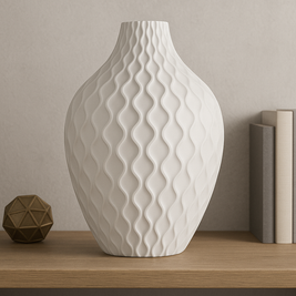 Jarrón HELIOS blanco marfil en decoración de salón moderno, estilo orgánico y minimalista