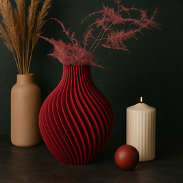 Jarrón IKAROS rojo en decoración contemporánea, estilo orgánico y sostenible