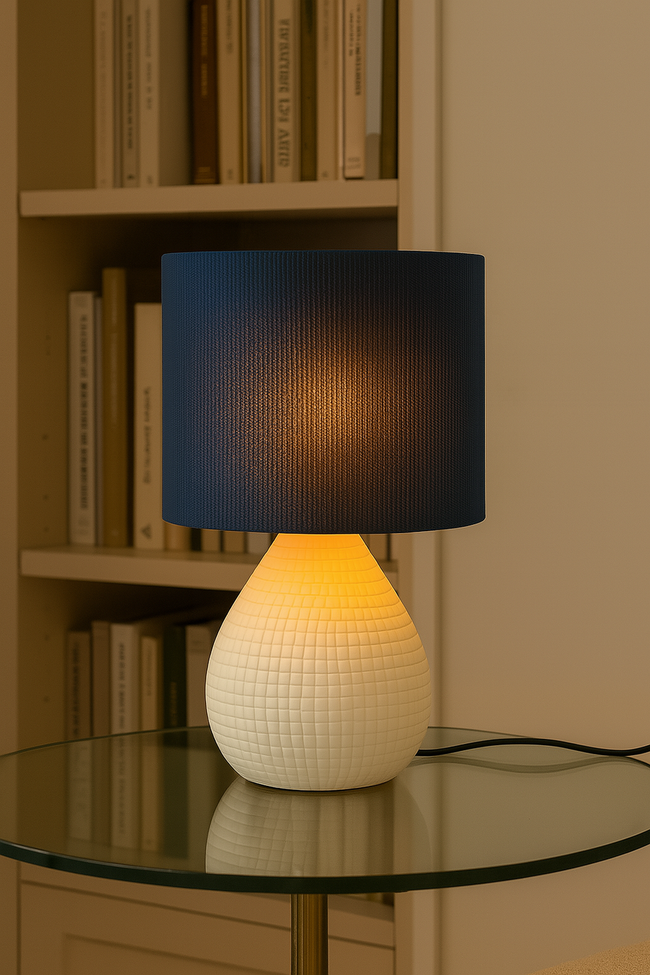 Lámpara NÓXIS Blanco en salón moderno, diseño orgánico sostenible que aporta luz cálida y elegancia