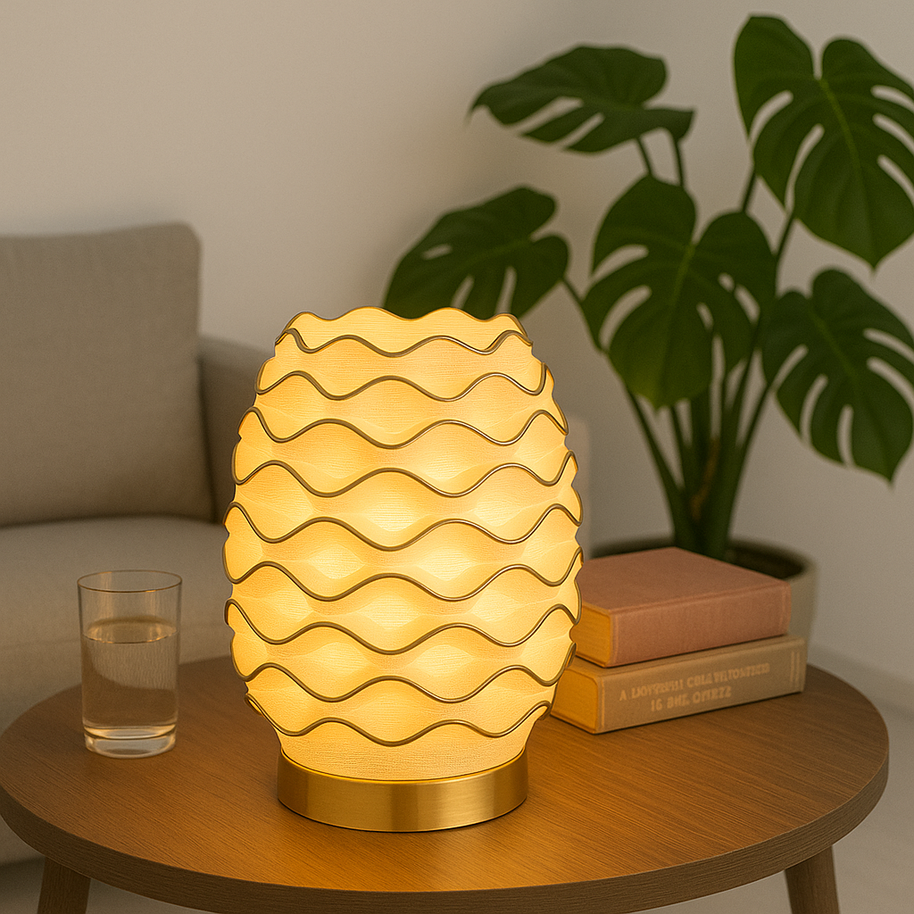 Lámpara THALÍA Oro como iluminación ambiental en dormitorio, estilo orgánico y detalles dorados elegantes