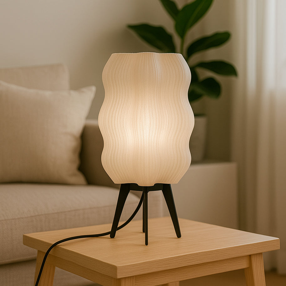 Lámpara de mesa ALTHEA impresa en 3D con diseño orgánico ondulado  para decoración moderna