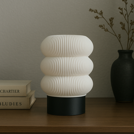Lámpara de mesa KLÉIA impresa en 3D con luz cálida y diseño ondulado triple para decoración moderna del hogar