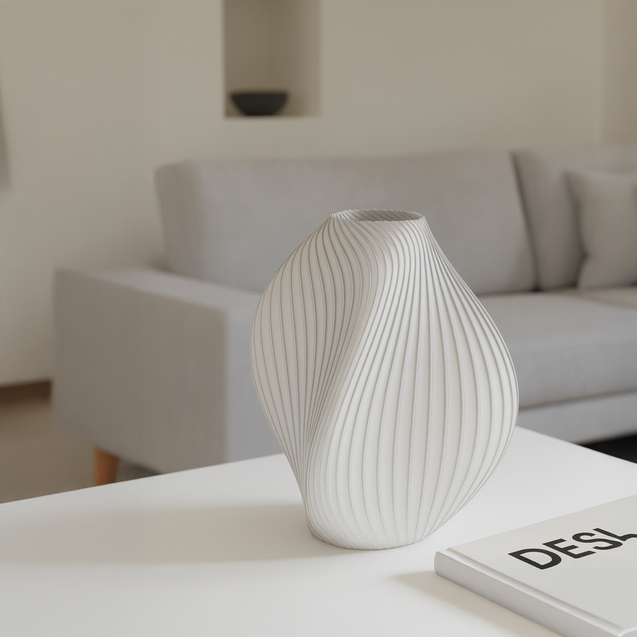 Lámpara SELENE en salón moderno, diseño de curvas orgánicas que aporta luz cálida y sofisticación