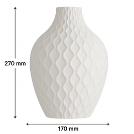 Jarrón HELIOS blanco marfil, diseño orgánico en 3D, medidas 270 mm x 170 mm