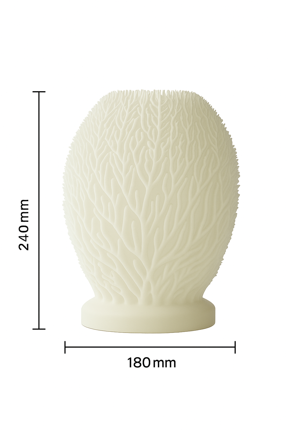 Lámpara EPHYRA de mesa, diseño orgánico 3D inspirado en coral, color marfil, medidas 240mm x 180 mm