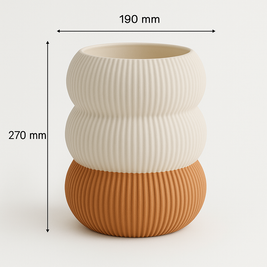 Jarrón decorativo KLEÍA CON textura acanalada, impreso en 3D con bioplástico PLA ecológico para interiores modernos