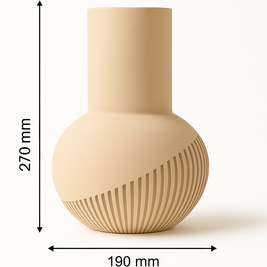 Jarrón TÉLEOS beige mate, diseño contemporáneo con relieves geométricos, medidas 270 mm x 190 mm