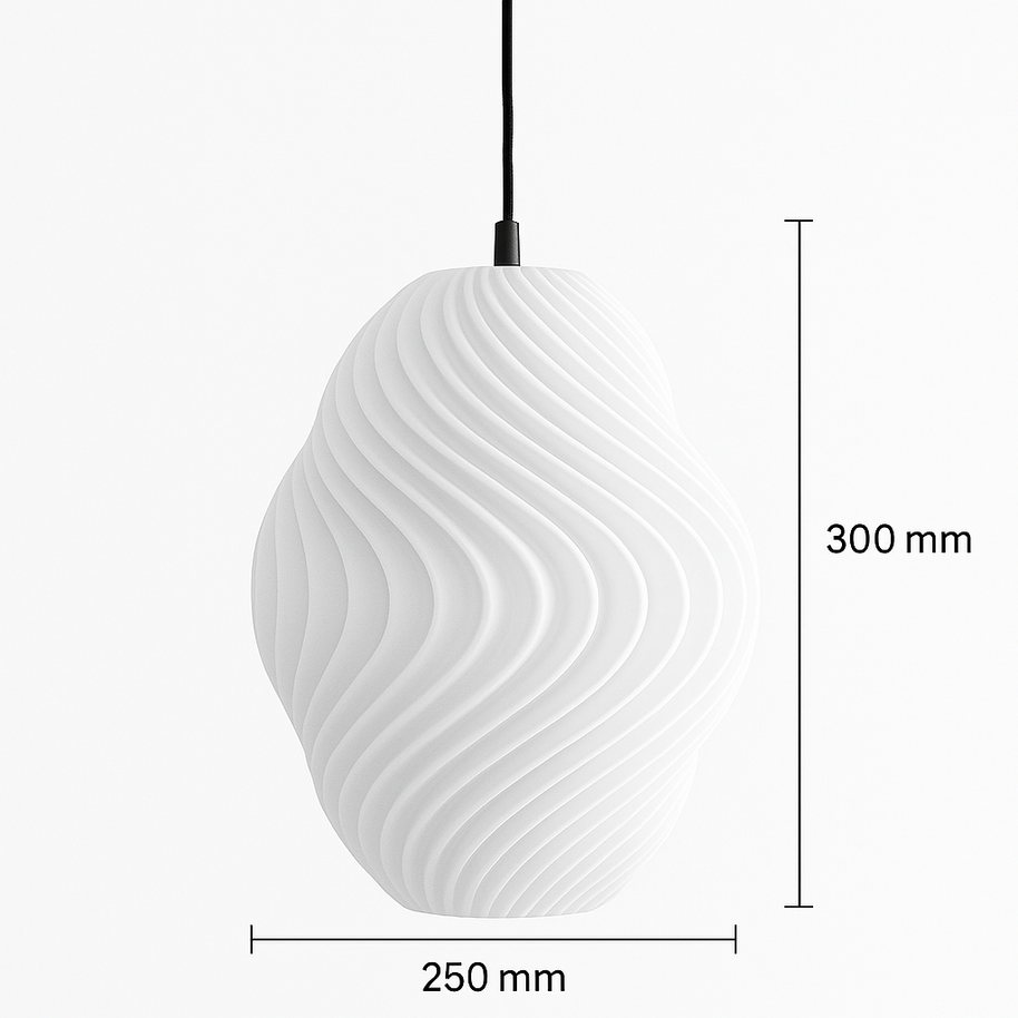 Lámpara colgante impresa en 3D con diseño orgánico minimalista y luz cálida para decoración moderna del hogar