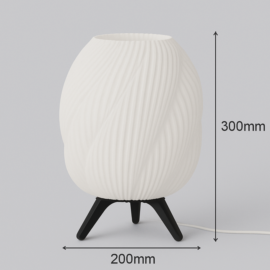 Lámpara GALÉA negra, diseño orgánico en 3D, medidas 300 mm x 200 mm
