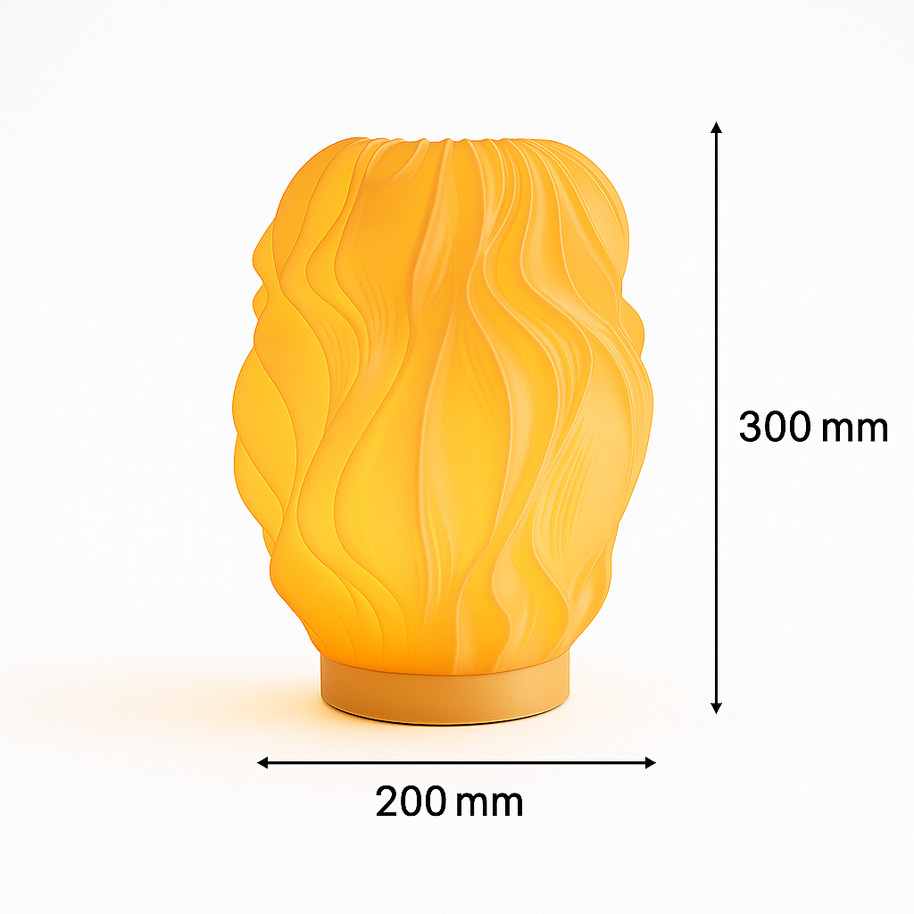 Lámpara KALLIA de mesa, diseño orgánico 3D, color ámbar, medidas 300 mm x 200 mm