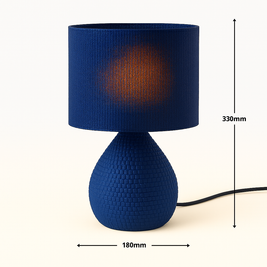 Lámpara NÓXIS Azul de mesa, diseño orgánico 3D, color azul, medidas 330 mm x 180 mm