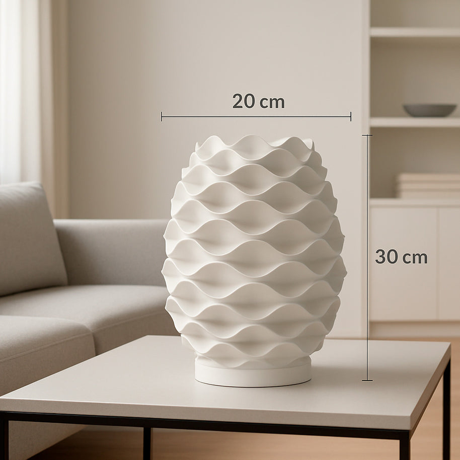 Lámpara THALÍA Blanco de mesa, diseño orgánico 3D, color blanco marfil, medidas 200 mm x 300 mm
