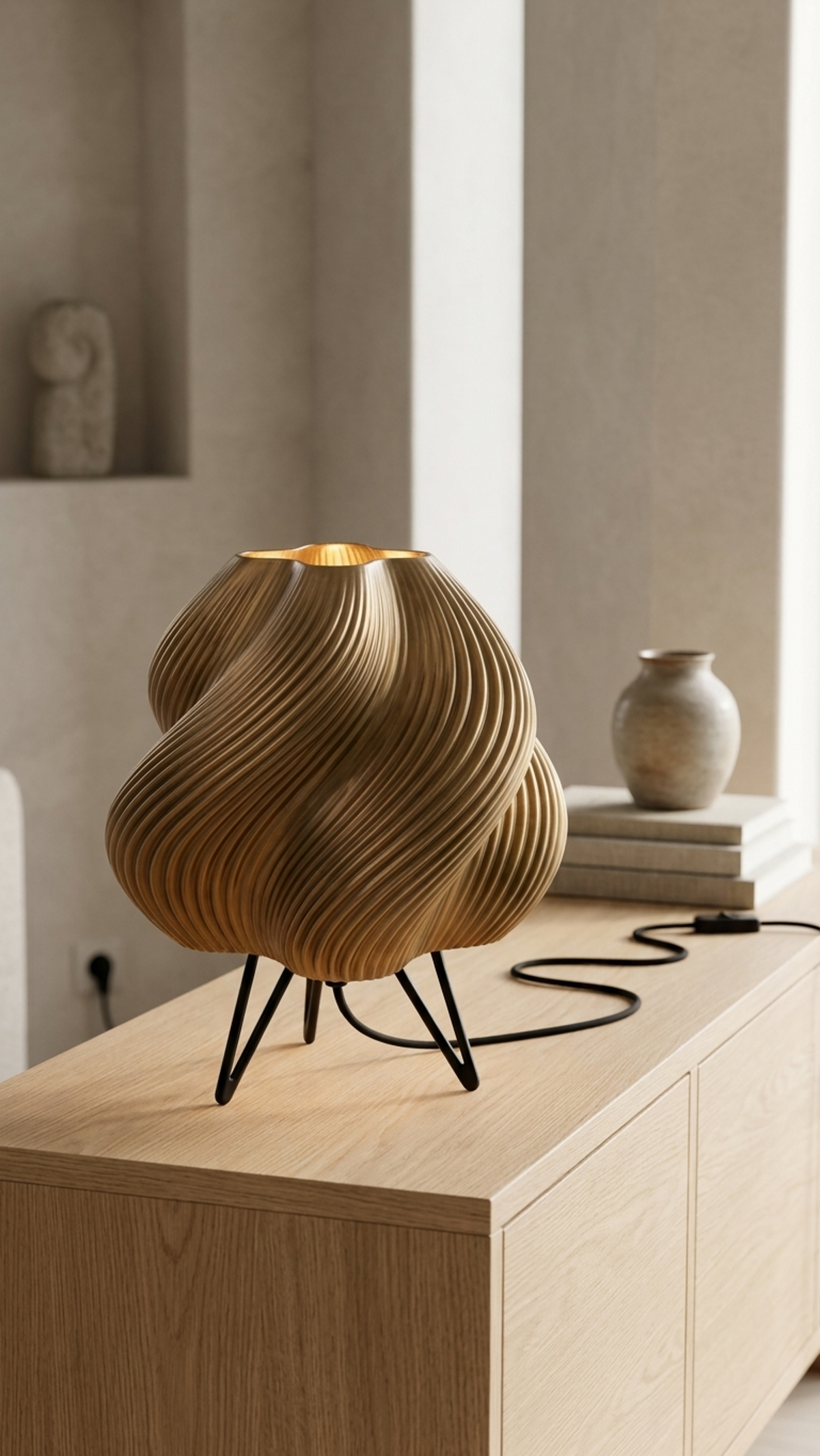 AURA Table – Lámpara de mesa escultórica en PETG translúcido bronce ámbar | ARKHITA