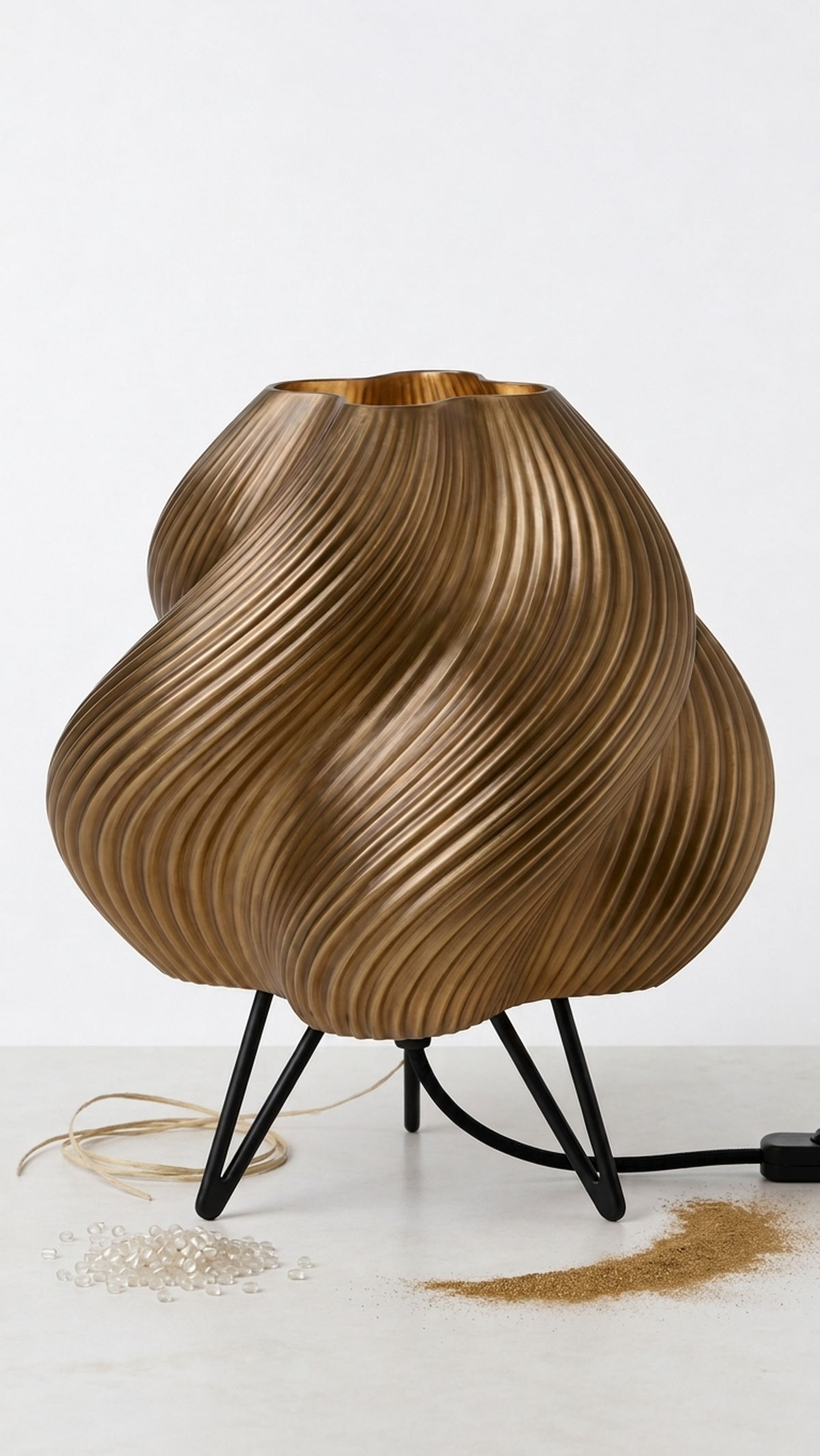AURA Table – Lámpara de mesa escultórica en PETG translúcido bronce ámbar | ARKHITA
