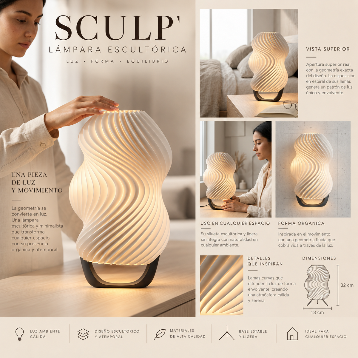 SCULPT — Lámpara escultórica paramétrica