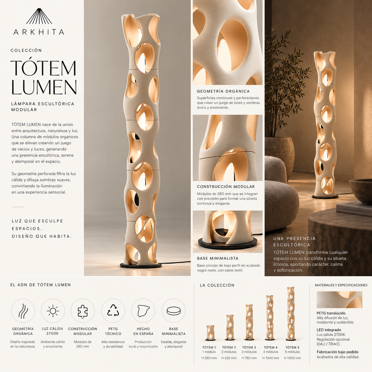 TÓTEM LUMEN — Lámpara escultórica modular
